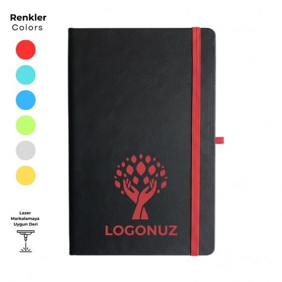 Termo Deri Kapaklı Lazer Baskıya Uygun Tarihsiz Lastikli Defter